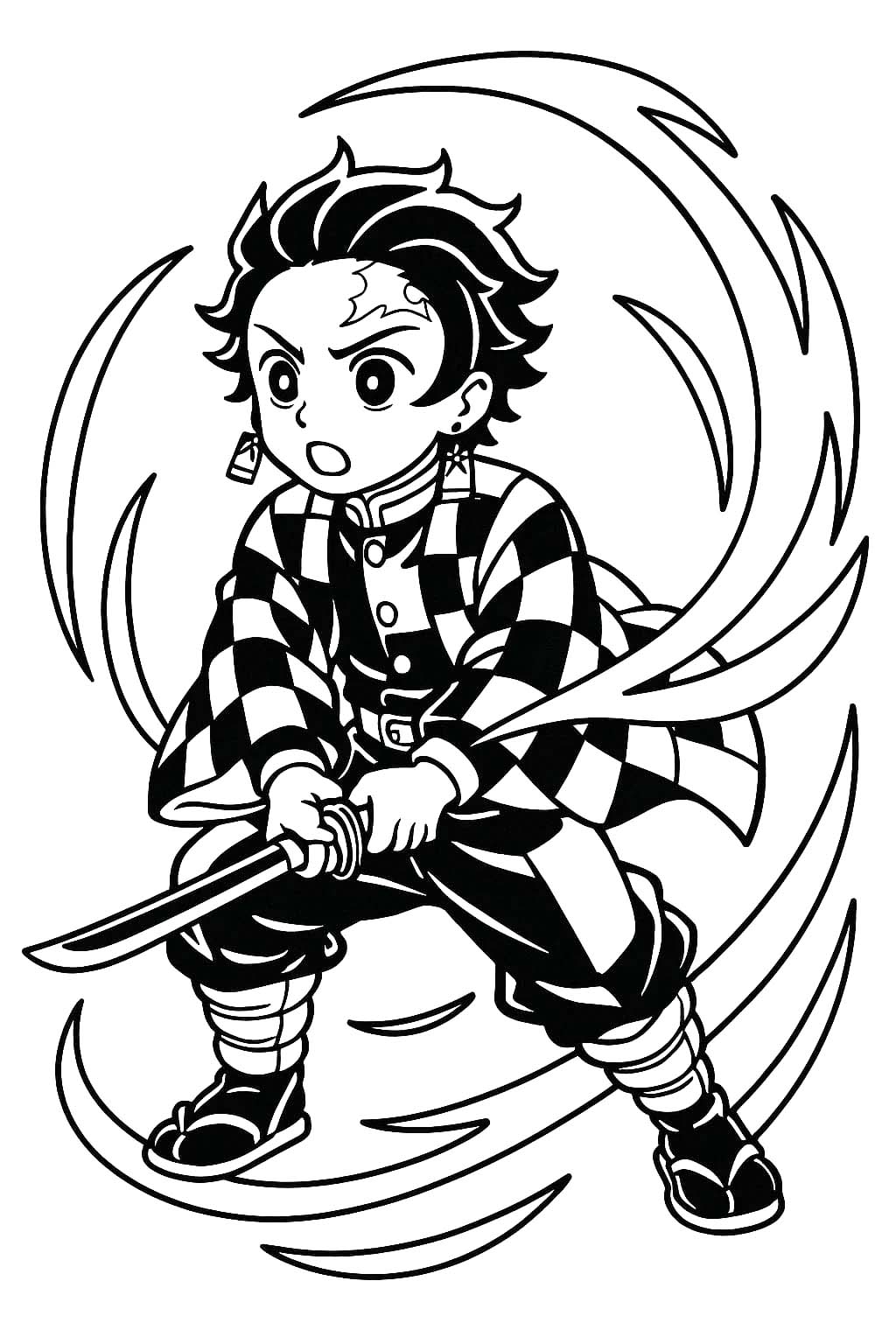 かまどたんじろう 7 ぬりえ