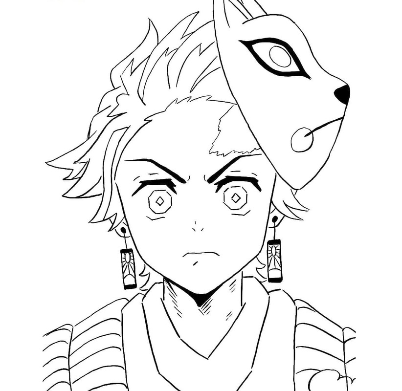 かまどたんじろう顔 ぬりえ