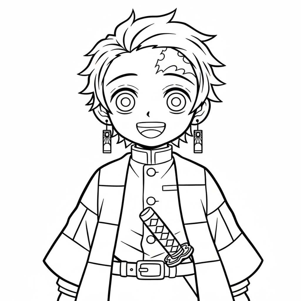 竈門炭治郎 簡単 ぬりえ