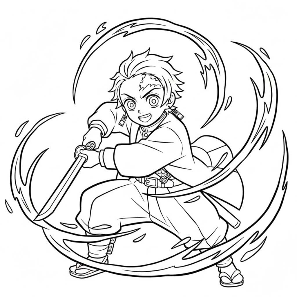 竈門炭治郎 基本的な ぬりえ