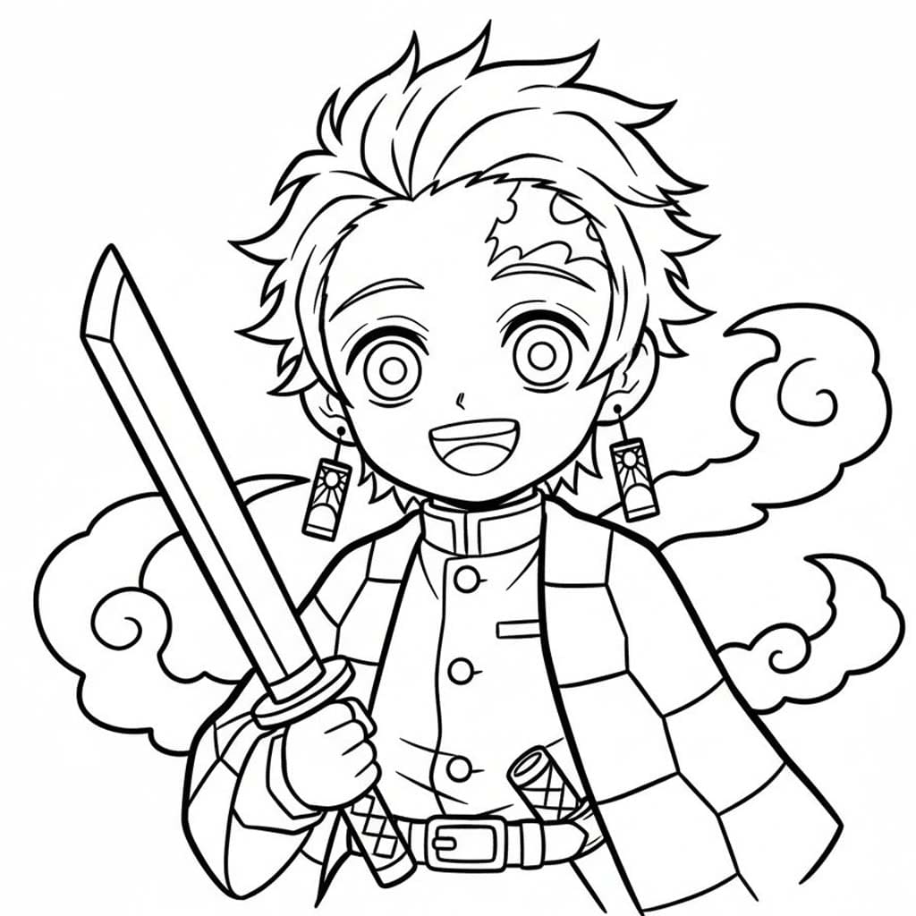 竈門炭治郎 単純 ぬりえ