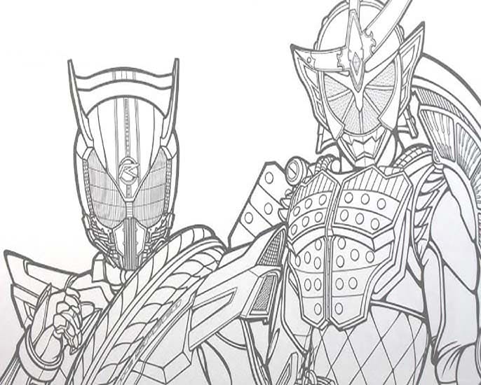 仮面 ライダー 鎧 武 子供向け ぬりえ
