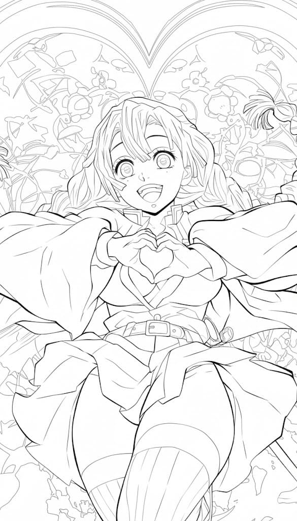 甘露寺蜜璃 1 ぬりえ