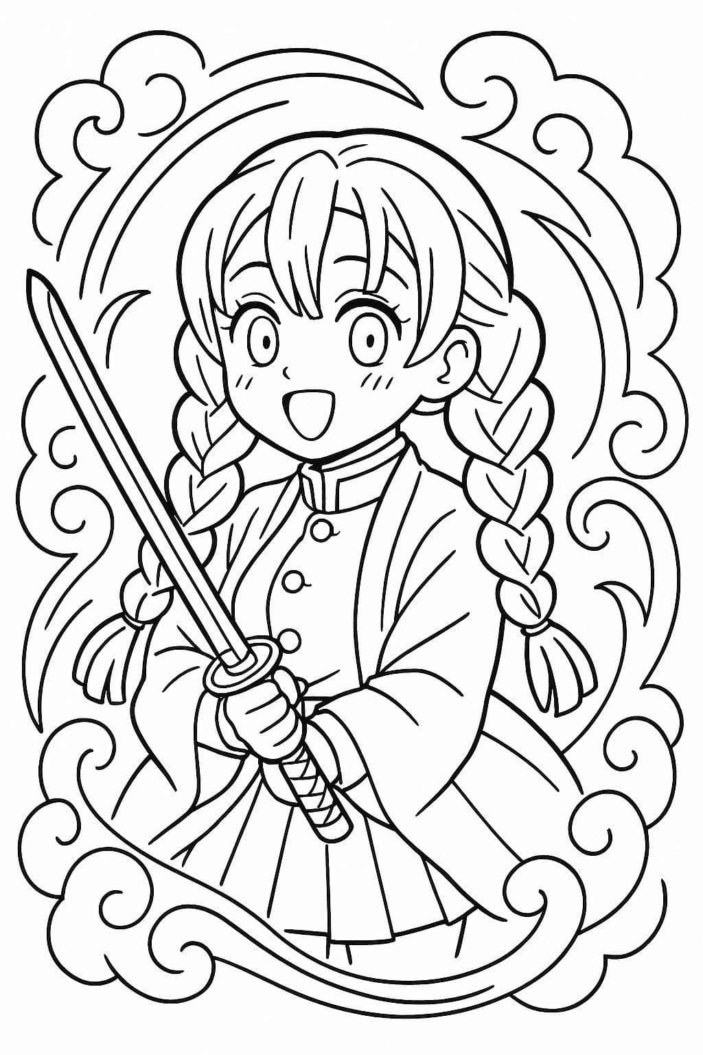 甘露寺蜜璃 印刷可能 ぬりえ