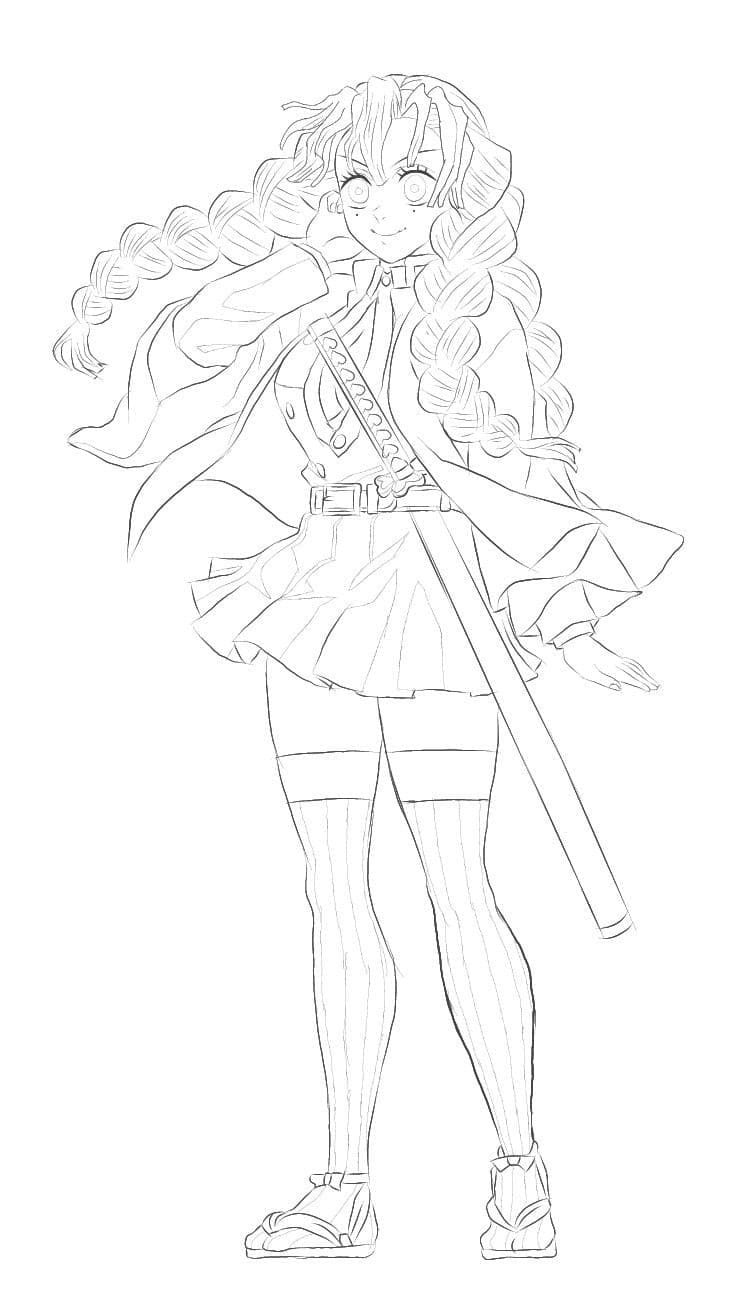 甘露寺蜜璃 描く ぬりえ