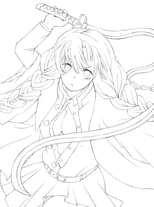 甘露寺蜜璃 簡単 ぬりえ