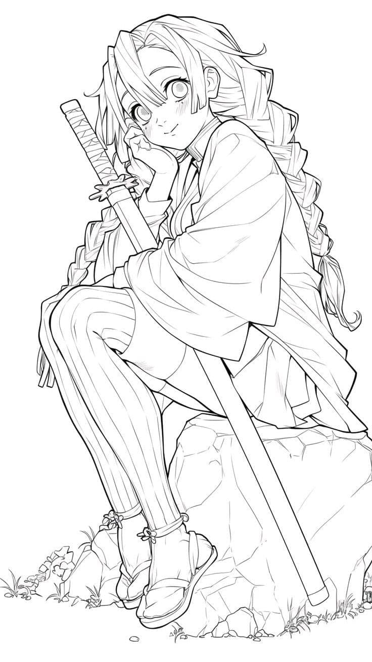 甘露寺蜜璃 かわいい ぬりえ