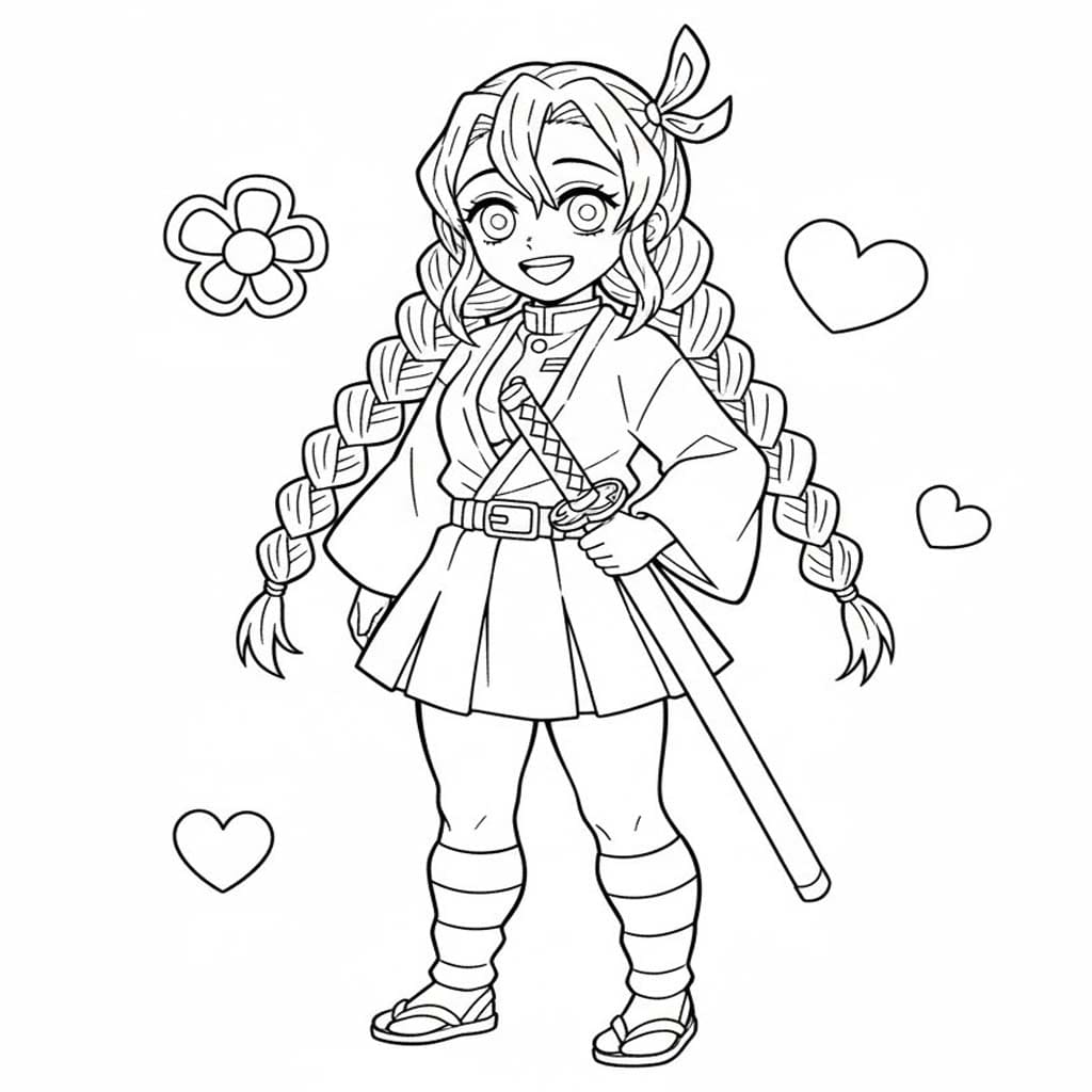 甘露寺蜜璃 スケッチ ぬりえ