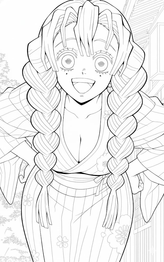 甘露寺蜜璃 楽しい ぬりえ