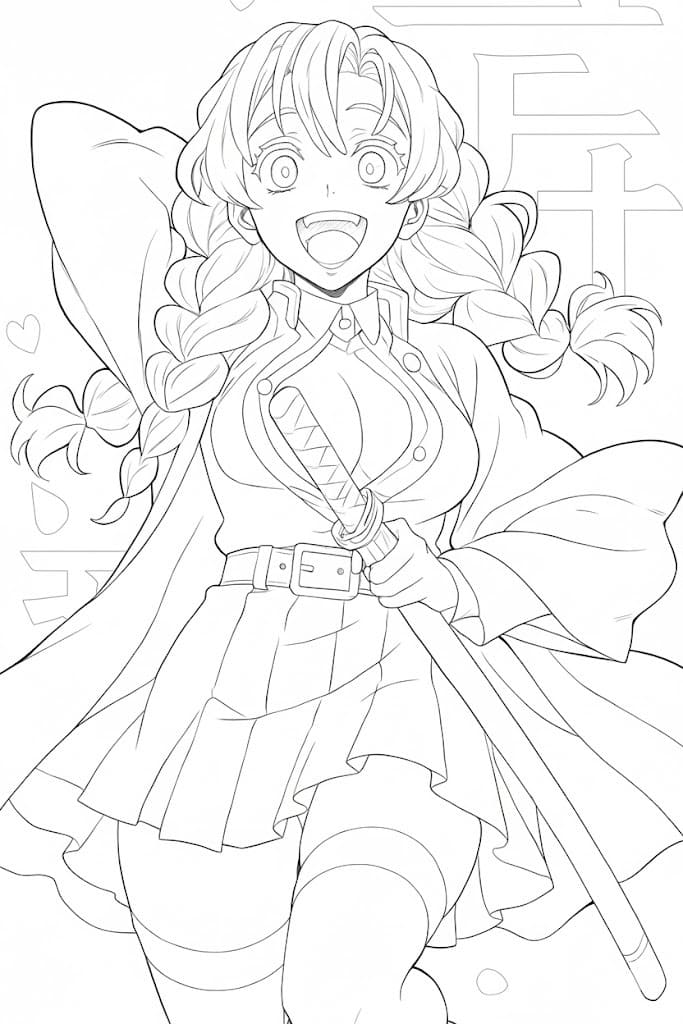 甘露寺蜜璃 美しい ぬりえ