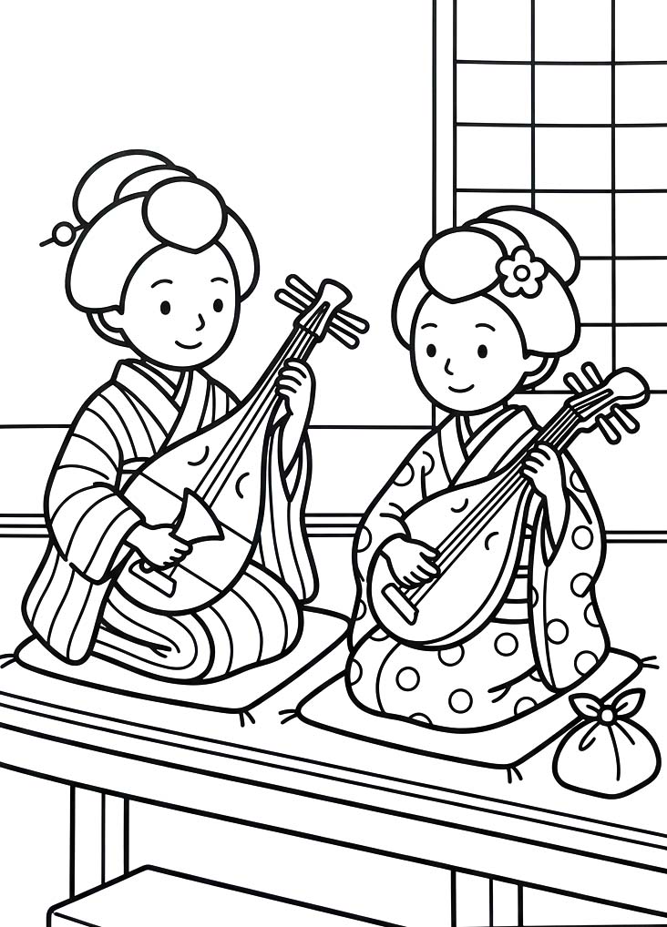 簡単 琵琶 ぬりえ
