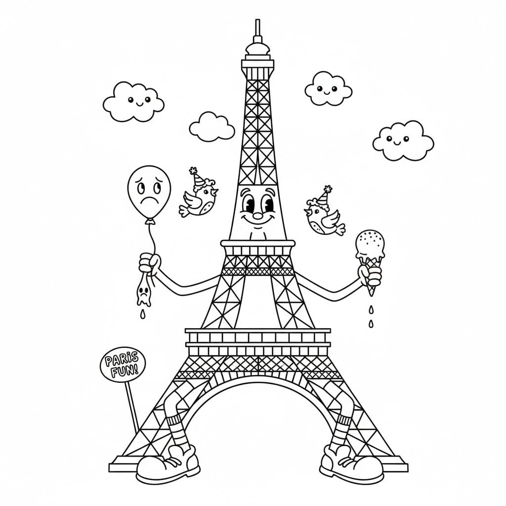 簡単 エッフェル塔 ぬりえ
