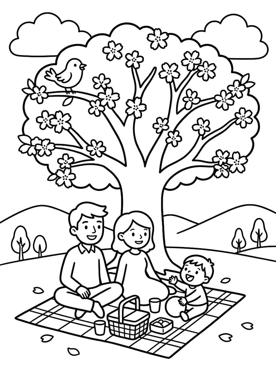 簡単 花見 描く ぬりえ