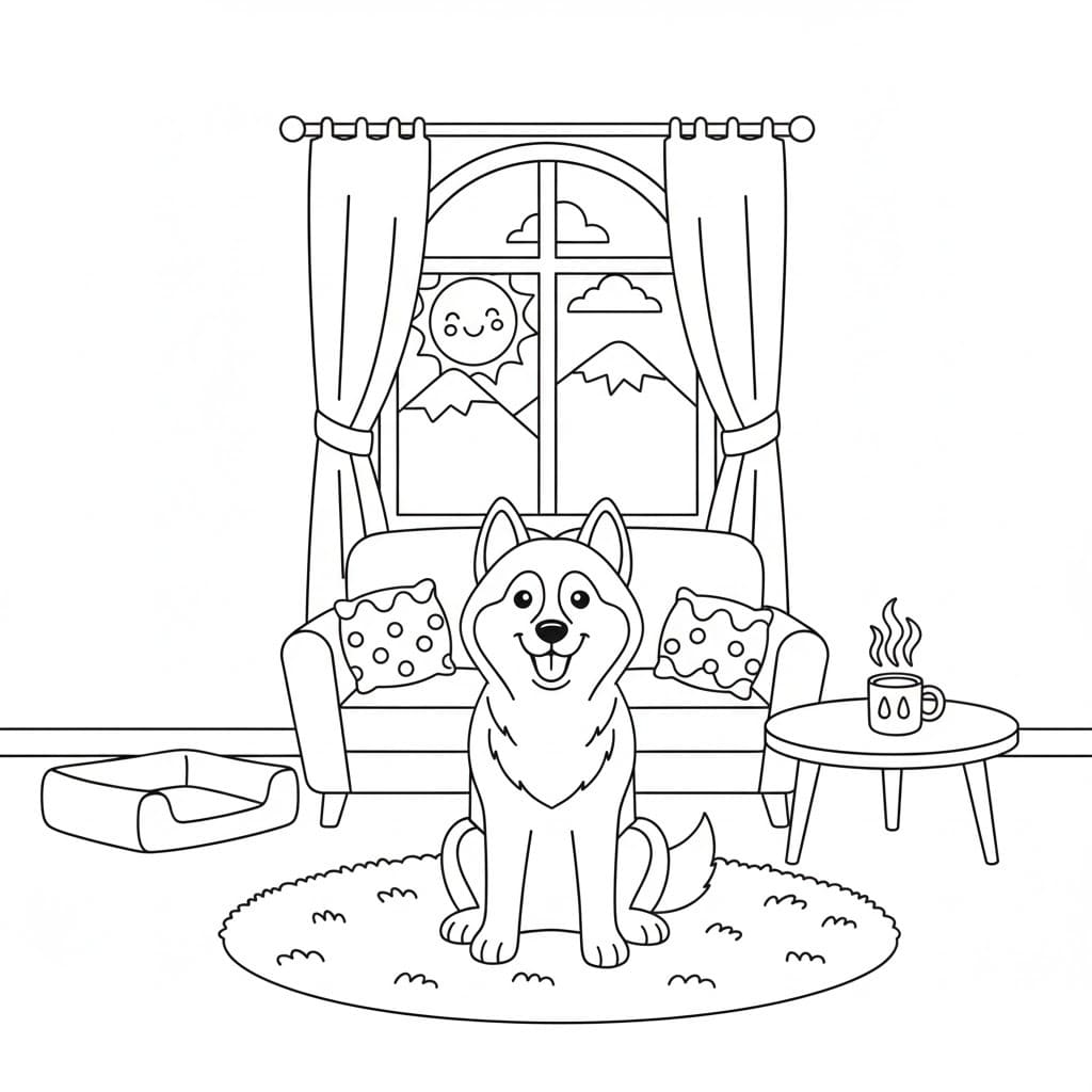 簡単 ハスキー ぬりえ