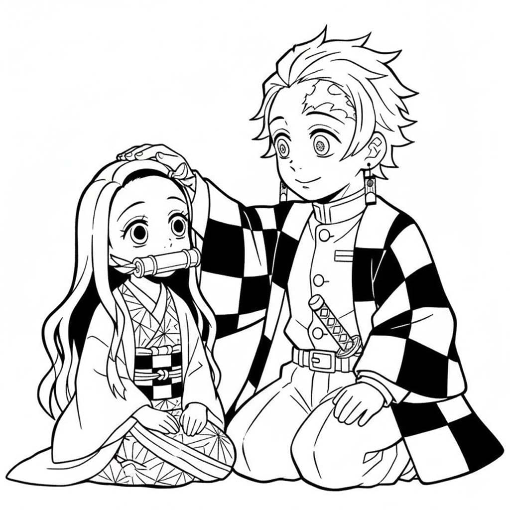 簡単 かまどたんじろう ぬりえ