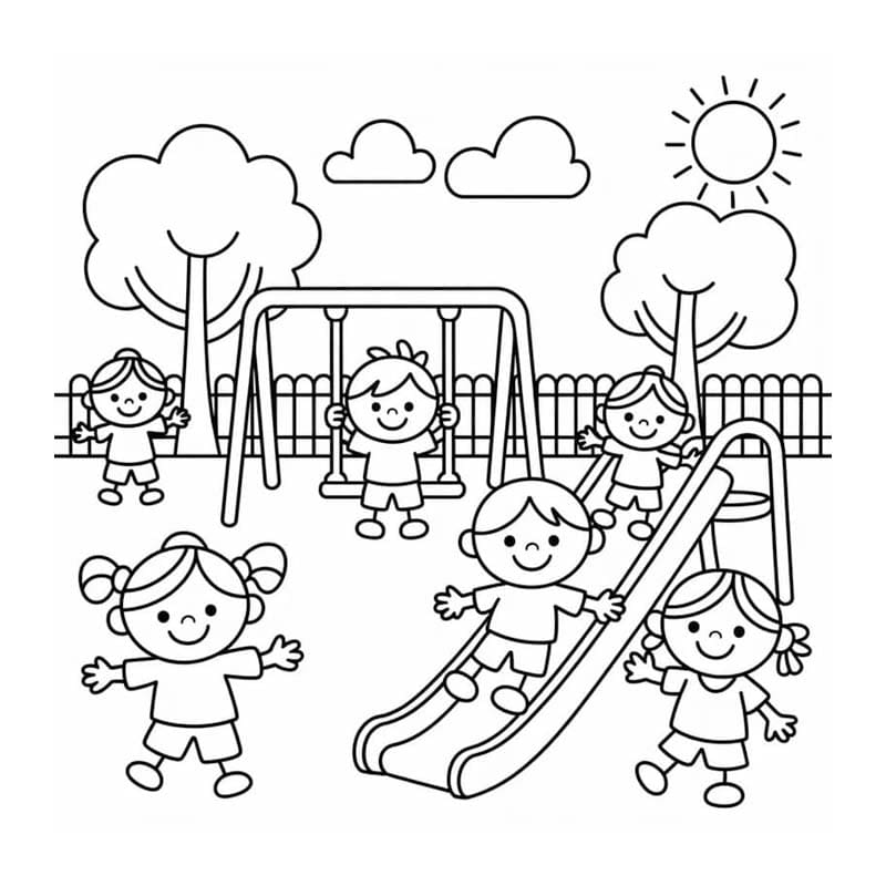 簡単 公園 描く ぬりえ