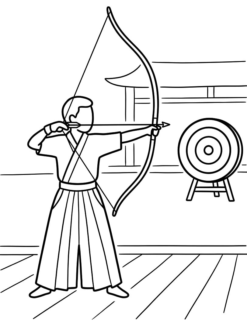 簡単 弓道 描く ぬりえ