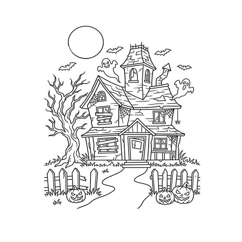 簡単 お化け屋敷 描く ぬりえ