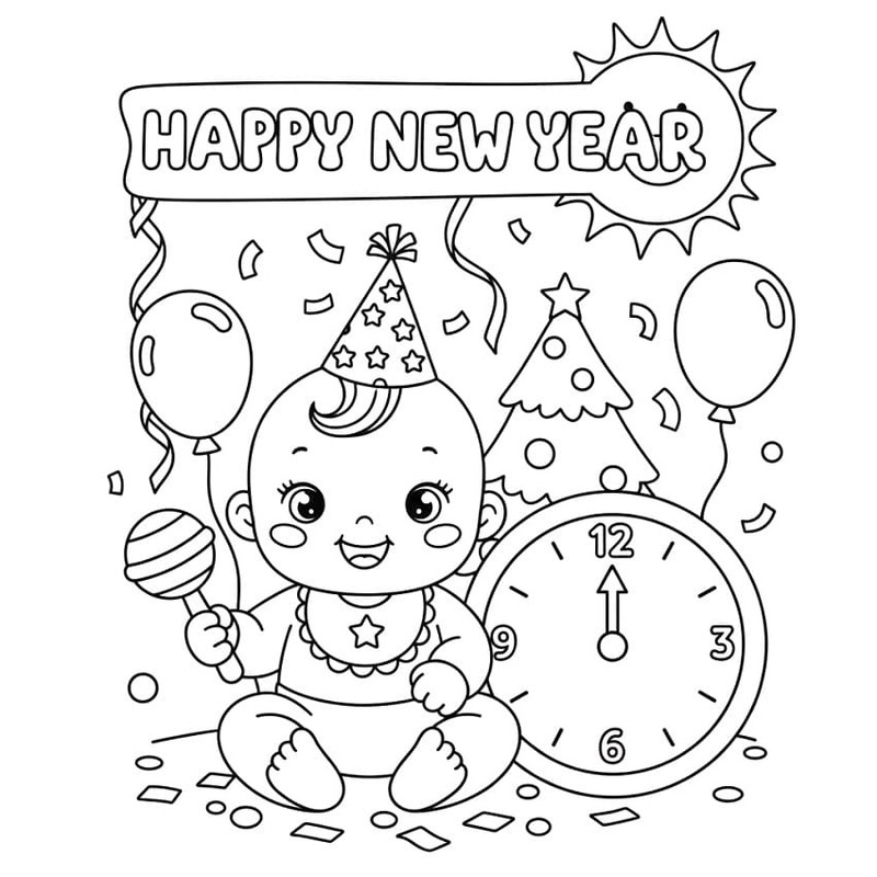 簡単 お正月の ぬりえ