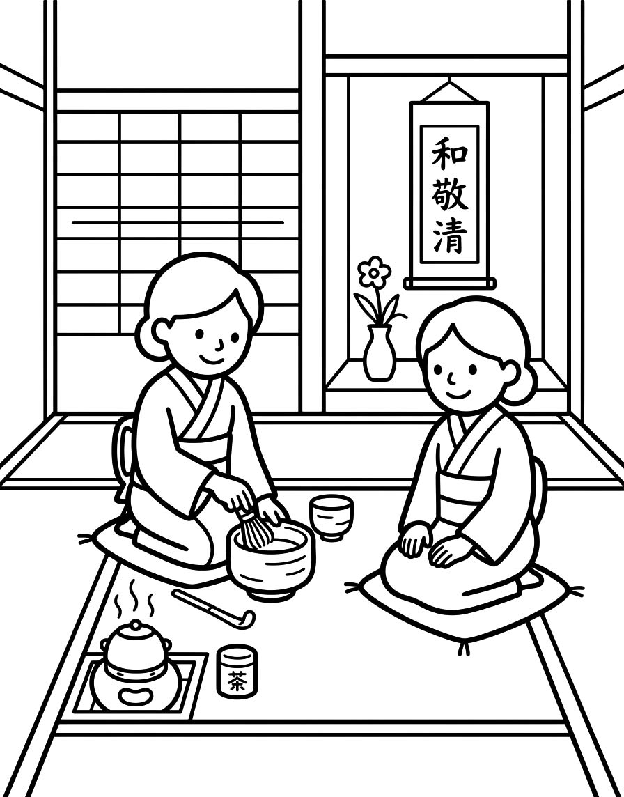 簡単 茶道 描く ぬりえ