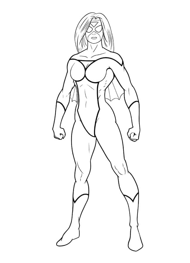 簡単 スパイダーウーマン 描く ぬりえ