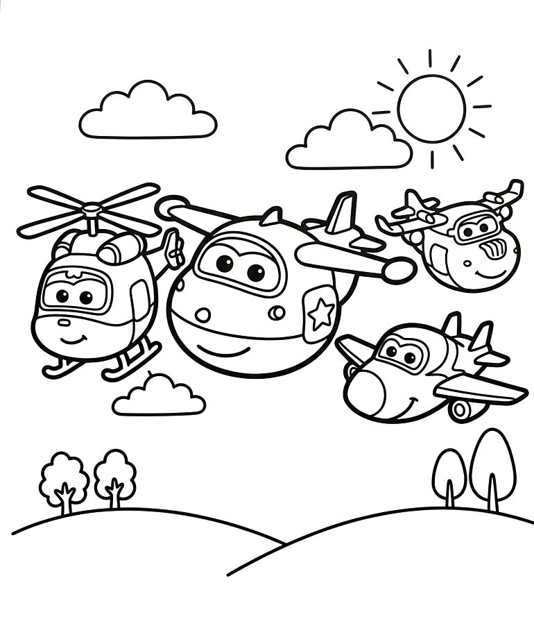 簡単 スーパーウィングス 描く ぬりえ