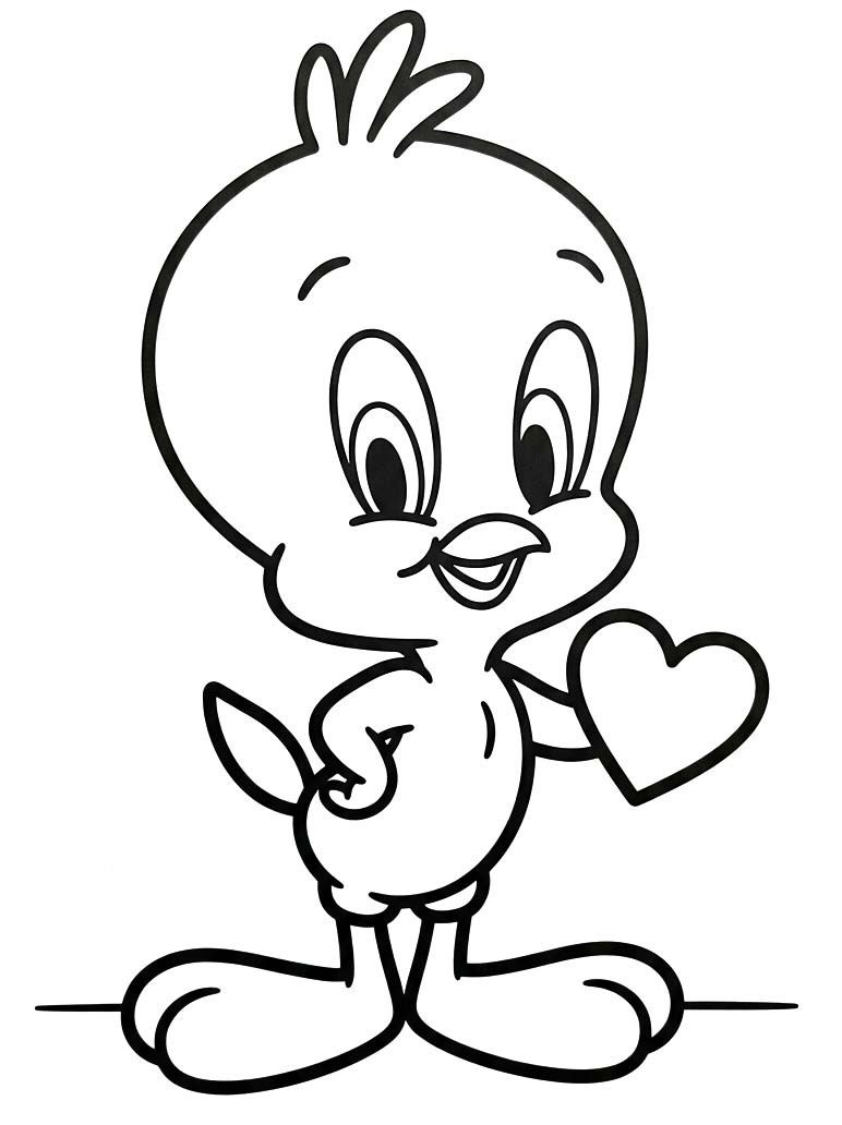 簡単 トゥイーティー 描く ぬりえ