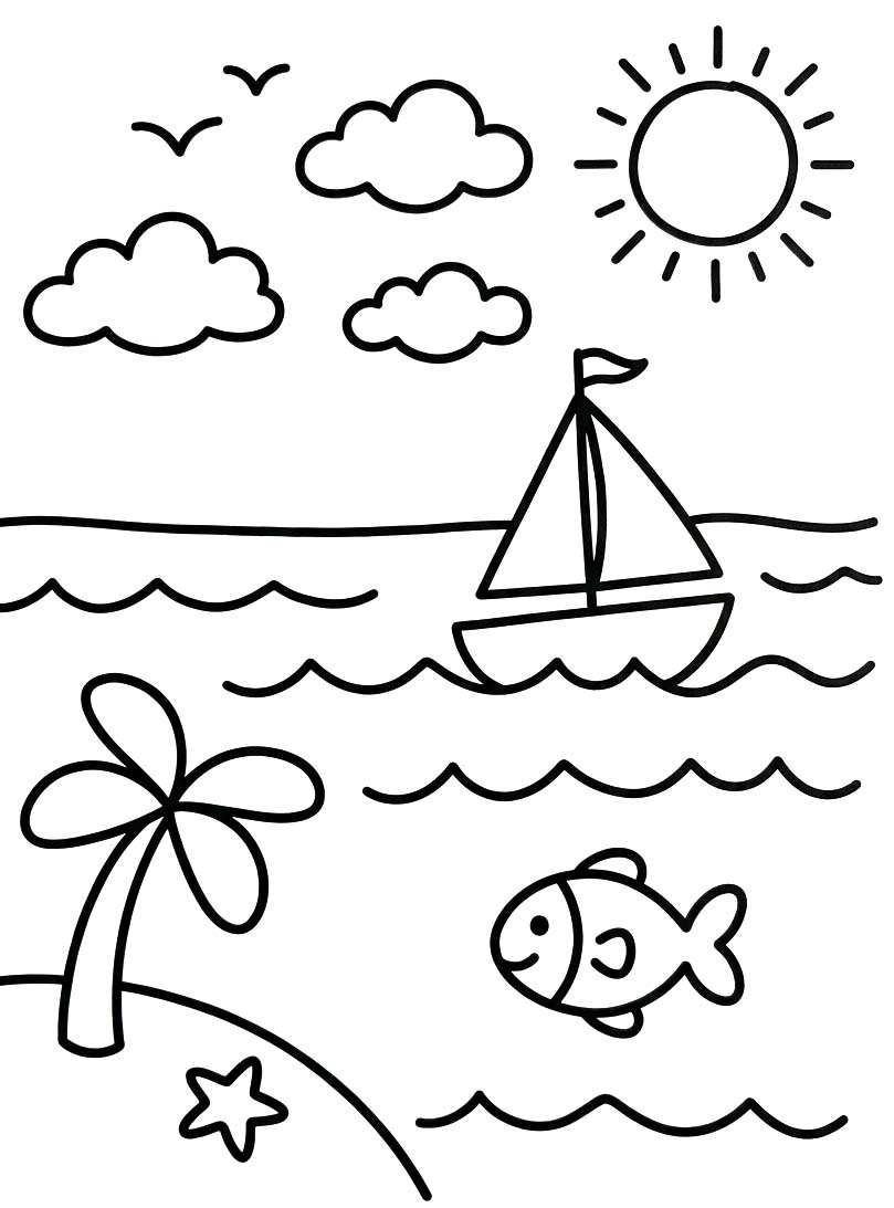 簡単 うみ 描く ぬりえ
