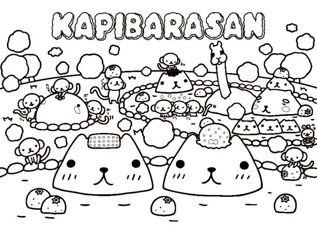 カピバラさん 簡単 ぬりえ