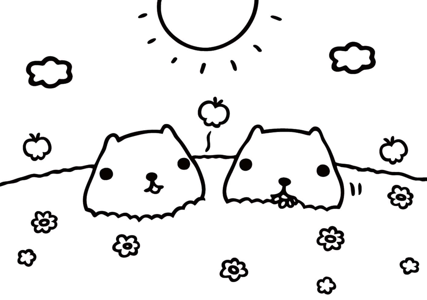 カピバラさん 無料 ぬりえ