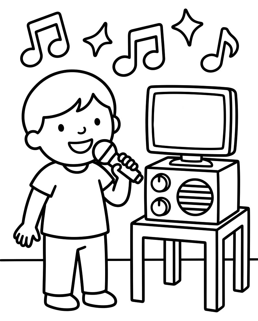 カラオケ 無料で印刷可能 ぬりえ
