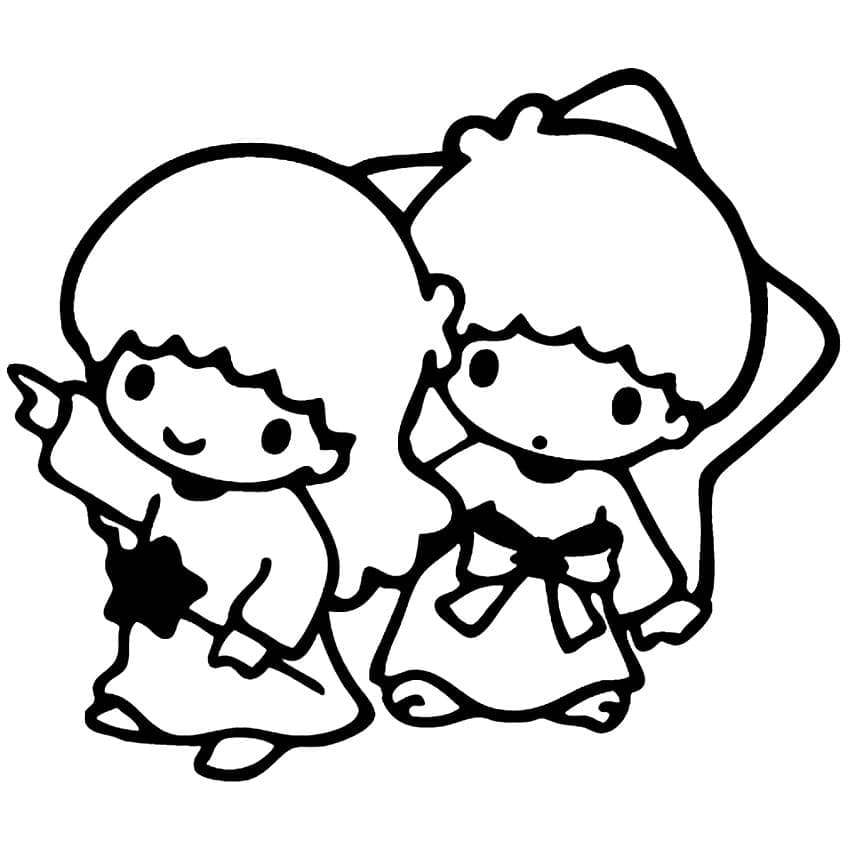 かわいい双子の星 ぬりえ