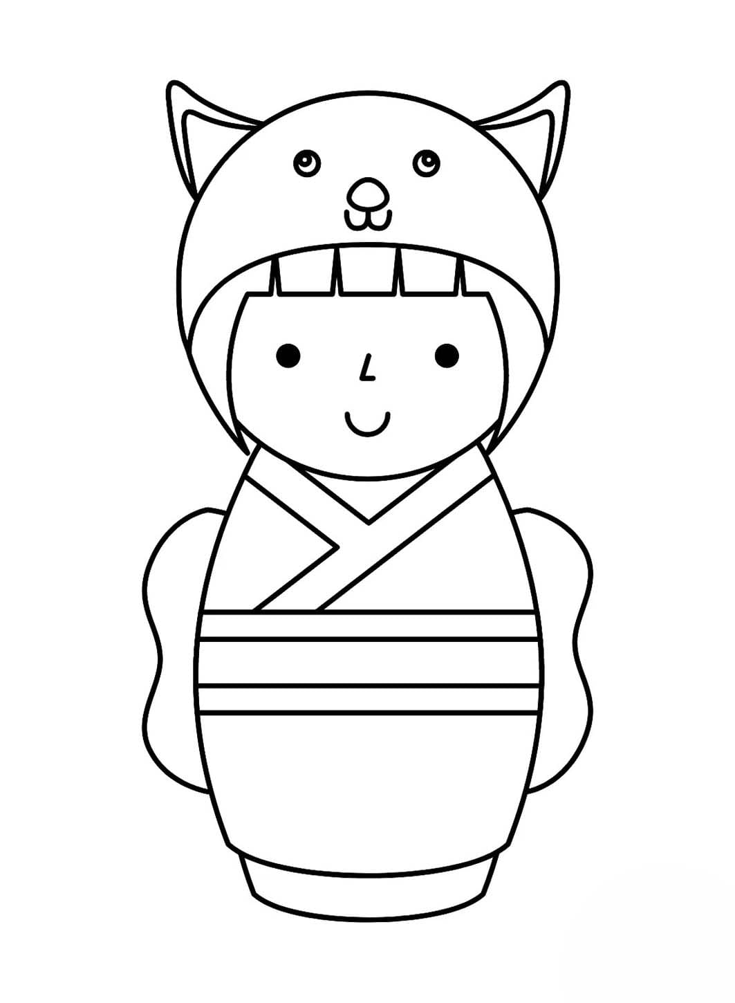 かわいいこけしの描き方 基本簡単 ぬりえ