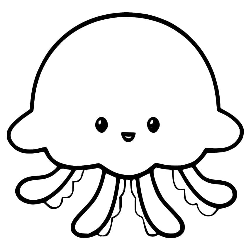 かわいいクラゲを描こう ぬりえ