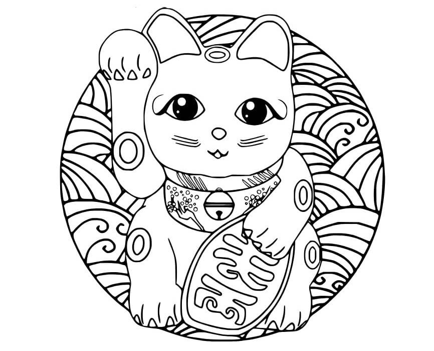 かわいい まねきねこ ぬりえ