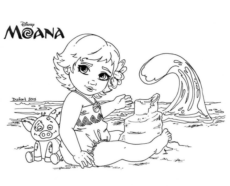 かわいいモアナ ぬりえ