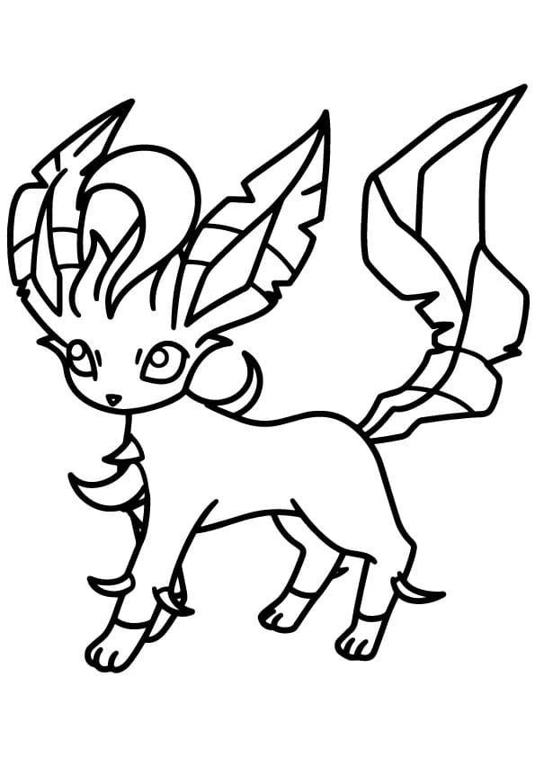 かわいいリーフィアを描いた ぬりえ