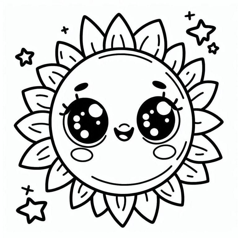 かわいい太陽を描こう ぬりえ