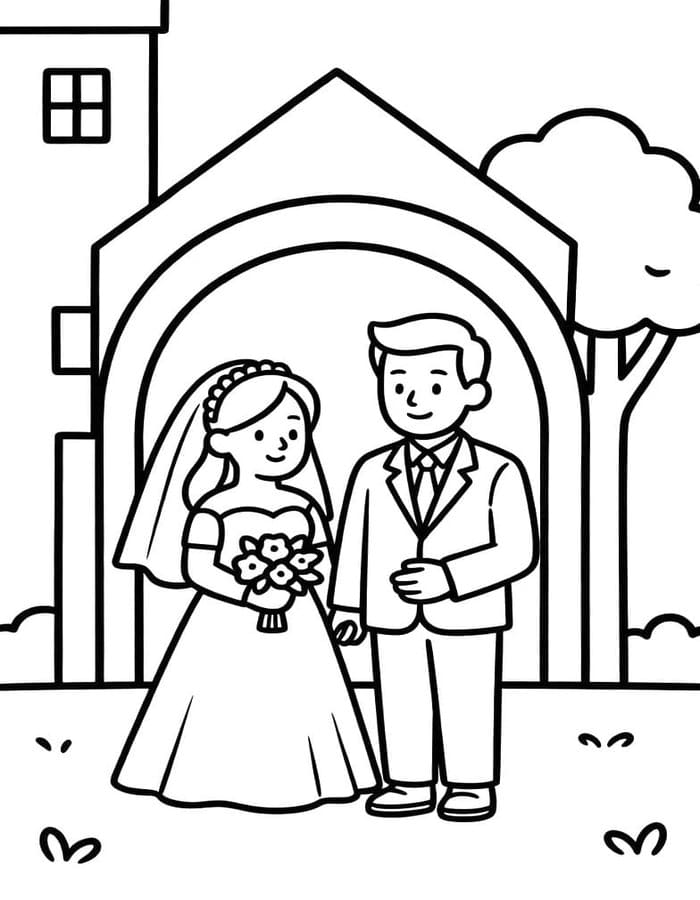 結婚式 描画 ぬりえ