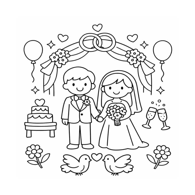 結婚式 無料で ぬりえ