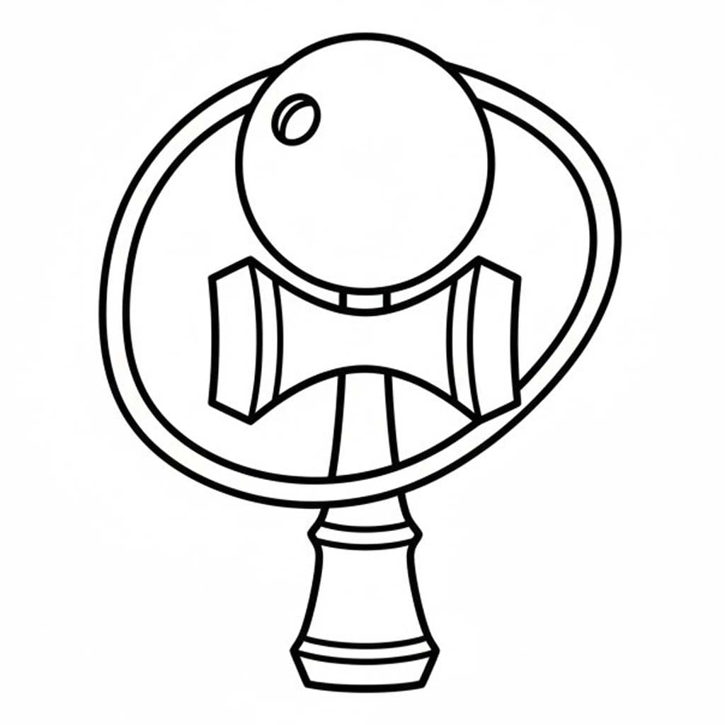 けん玉 3 ぬりえ