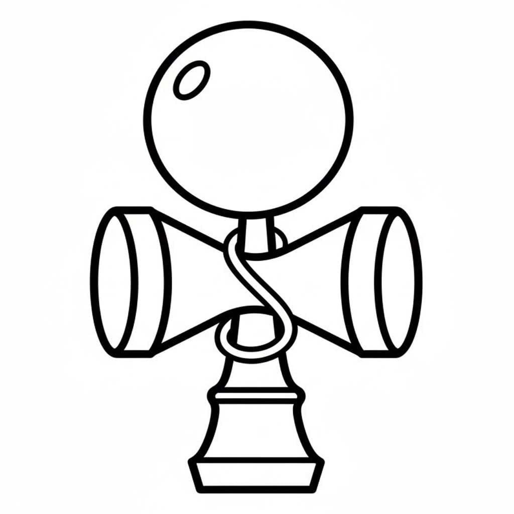 けん玉 4 ぬりえ