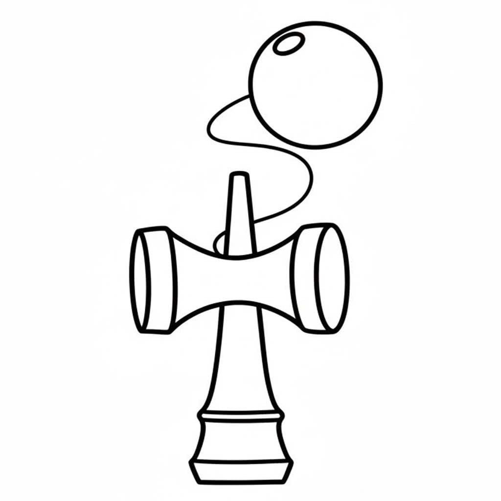 けん玉 5 ぬりえ