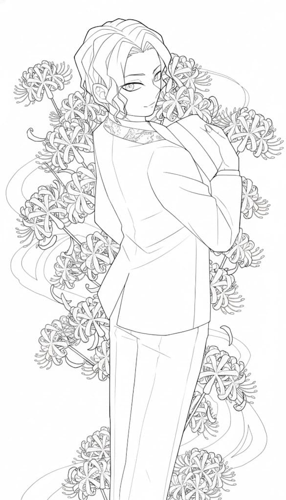 鬼舞辻無惨 印刷可能 ぬりえ