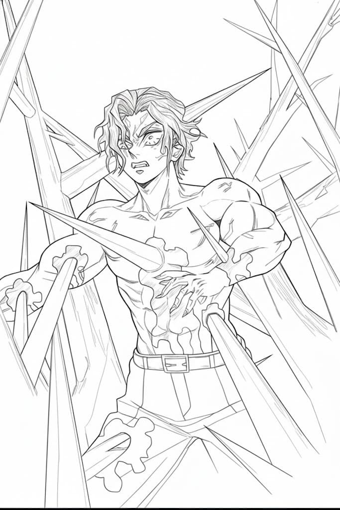 鬼舞辻無惨 描く ぬりえ