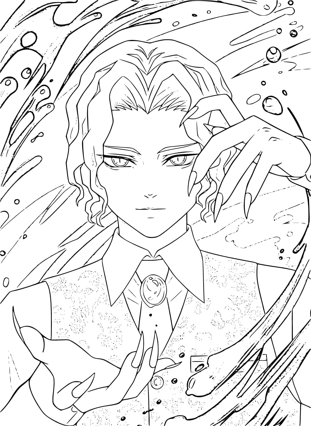 鬼舞辻無惨 基本的な ぬりえ