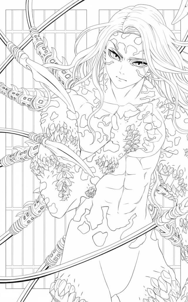 鬼舞辻無惨 無料で ぬりえ