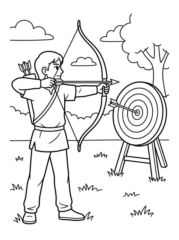 基本的な アーチェリー 描く ぬりえ