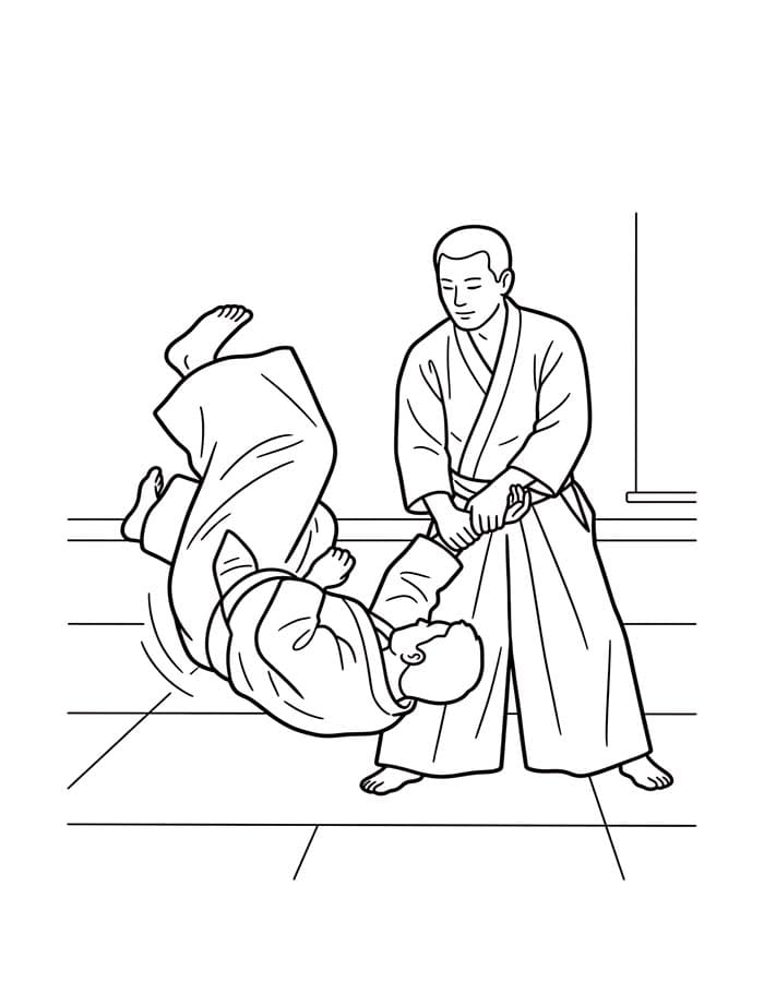基本的な 合気道 描く ぬりえ
