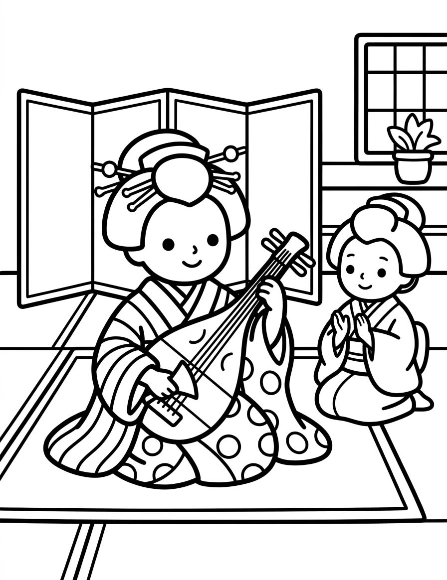 基本的な 琵琶 ぬりえ